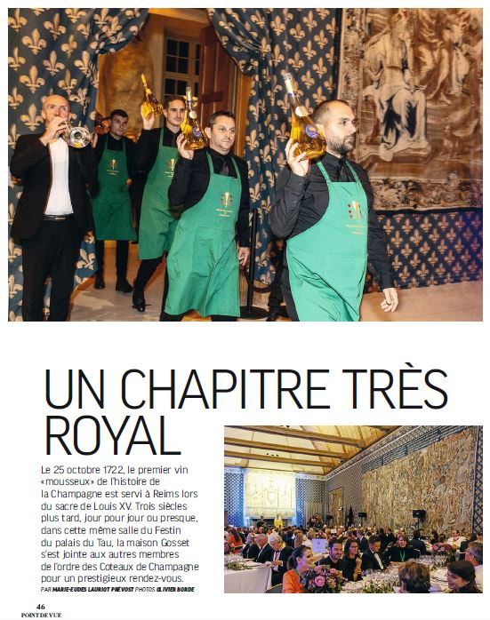L'Ordre des Coteaux de Champagne à l'honneur dans la magazine Point de Vue Nº 3874, novembre 2022.